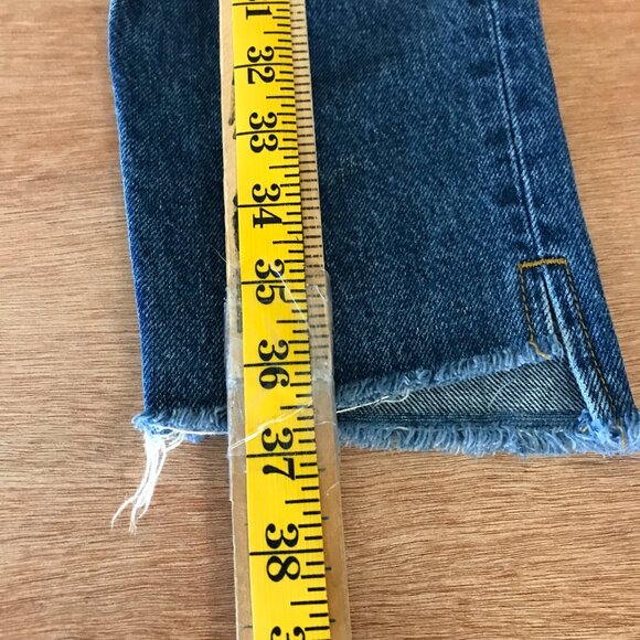 Boyish Billy Jeans Women 26 Blue Mid Rise Button Fly Distressed Raw Hem Boho - Picture 5 of 12